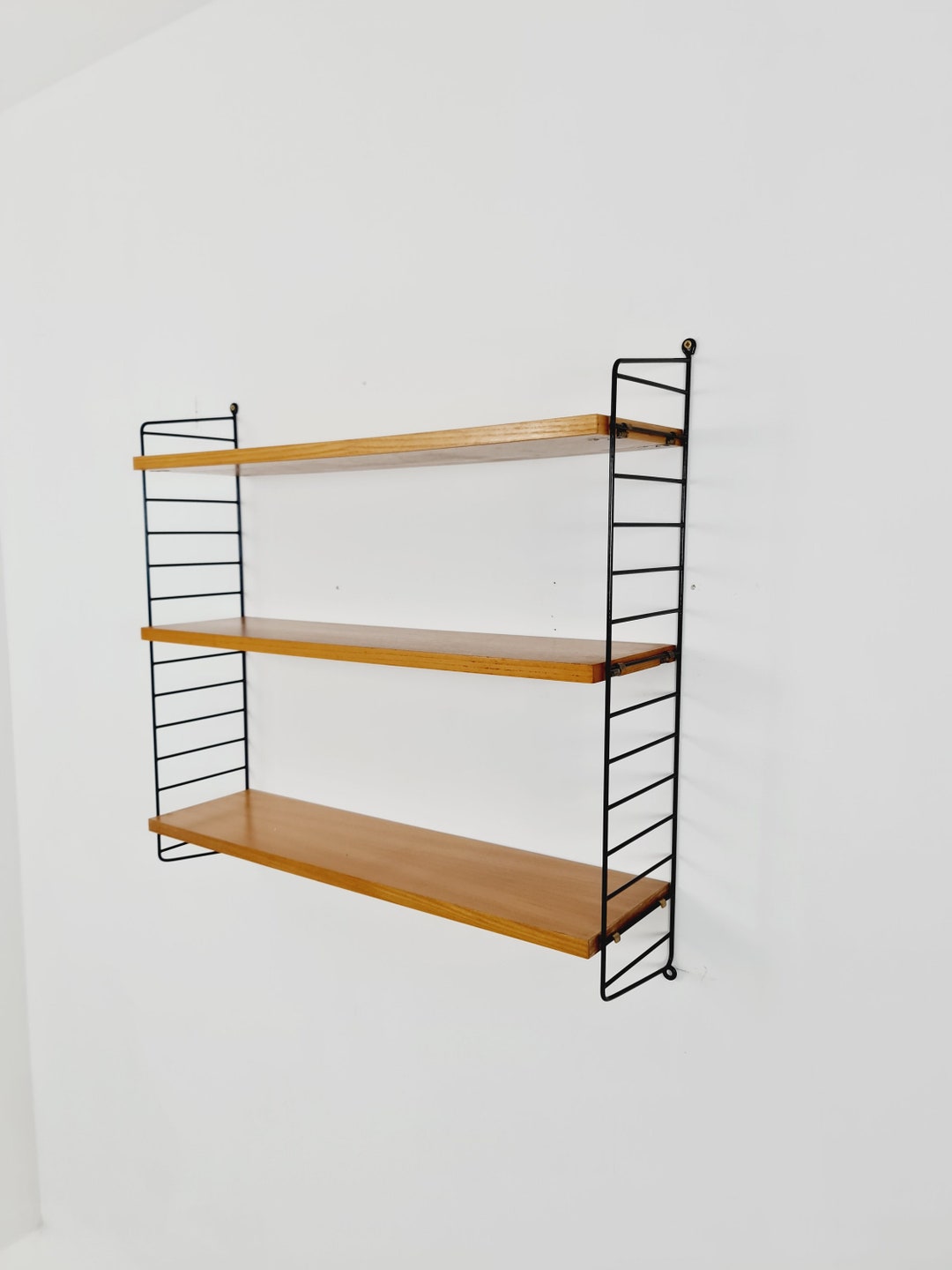 Original MCM Oak Shelving System Consists of Black Lacquered Etsy