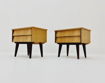 German Mid century beech nightstands/ bedside tables BY WK Möbel, 1960s