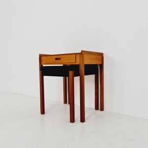 Midcentury Danish teak side table/ bedside table with stool, 1960s