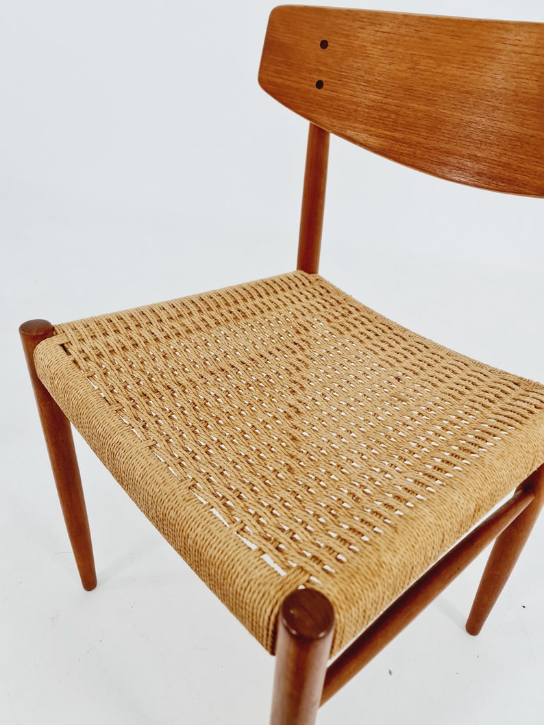 Danish teak & danish cord dining chair by A.M Mobler model 501 1960s, image 6