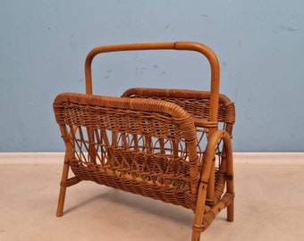 Rattan vintage magazine rack, 1960s