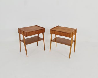 Pair of Swedish Midcentury Teak Vintage Side table/ Bedside table/ Night stand by Carlström & Co, 1960s