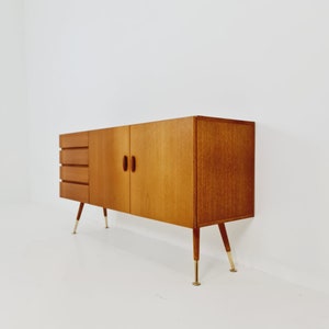 Mid-Century Swedish teak & brass sideboard by Hans Persson, Jönköping Möbel AB, 1960s