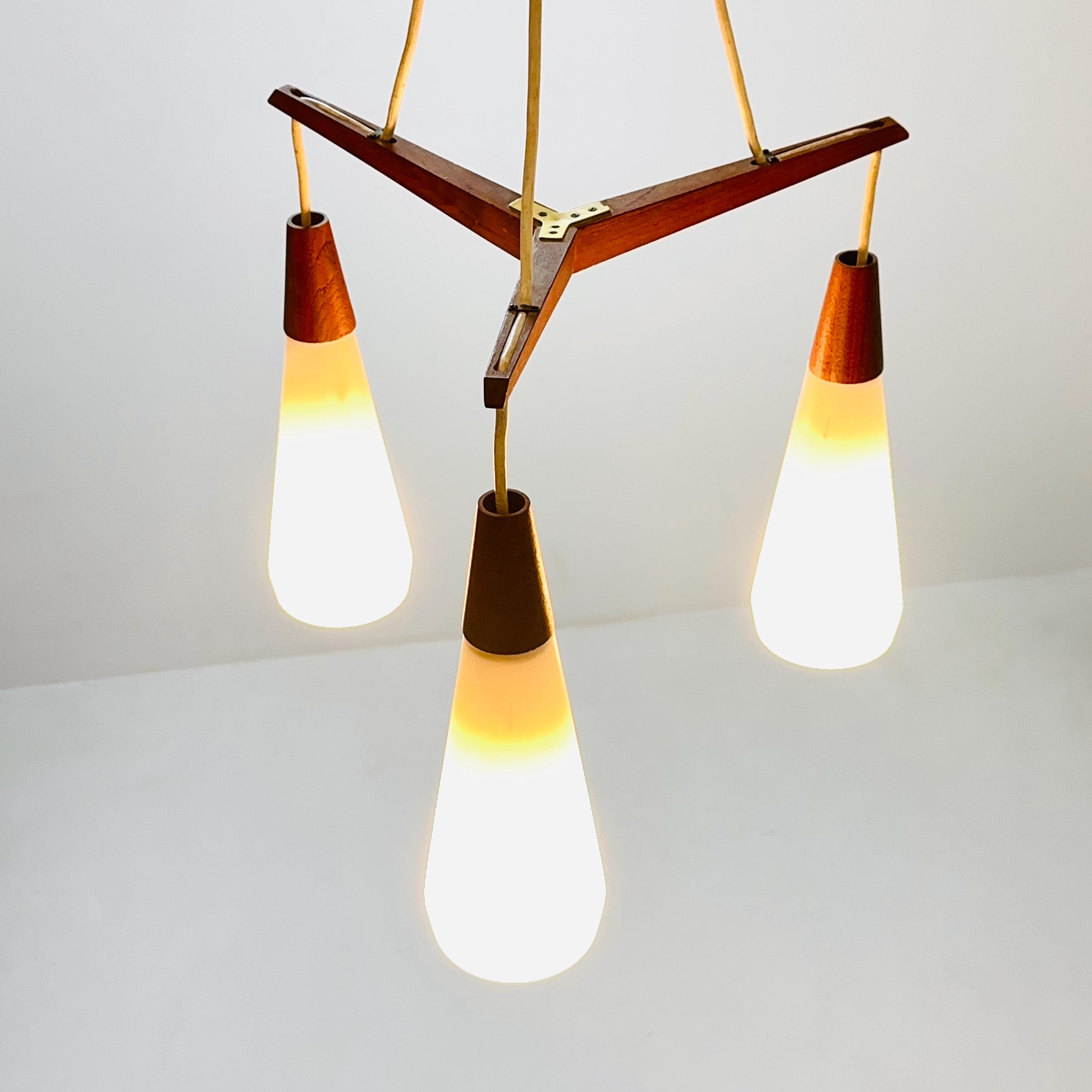 Mid Century Danish Teak & Opal Glass Pendant Lamp 1960s Denmark - Etsy