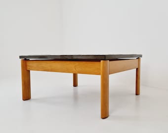 Danish solid oak and stone coffee table, 1960s