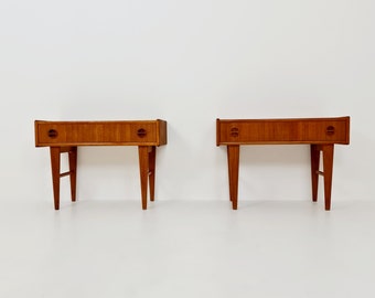 Pair Midcentury Carlström & Co Teak Vintage Side table/ Bedside table/ Night stand straight from the sixties