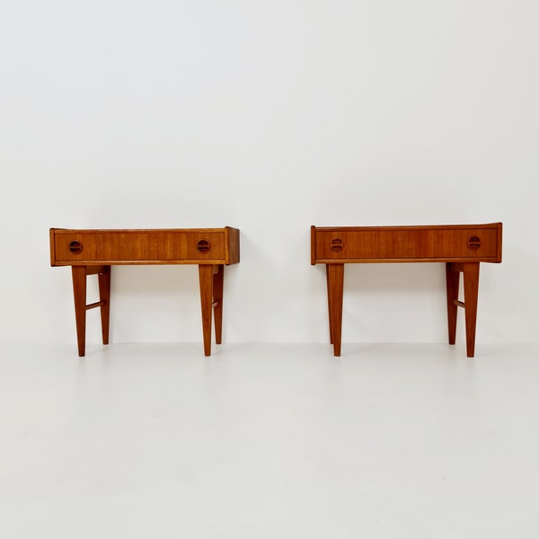 Pair Midcentury Carlström & Co Teak Vintage Side table/ Bedside table/ Night stand straight from the sixties