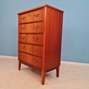 Midcentury danish design chest of drawers / drawer dresser /5 drawers cabinet from the sixties 1960s vintage mahaogany image 2