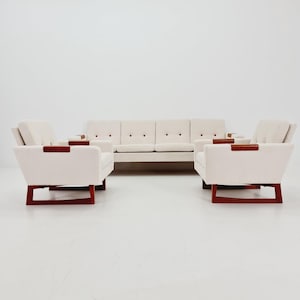 Mid-Century Modern 4-Seater Sofa & 2 Lounge Chairs Scandinavian Danish Design | Fully Refurbished Vintage Set BY Effka Möbler
