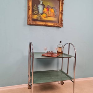 Vintage German trolley wood and chrome from the 1960s