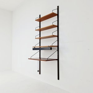 Midcentury Danish Teak Shelving Unit With Desk & light, by Poul Cadovius, 1960s image 3