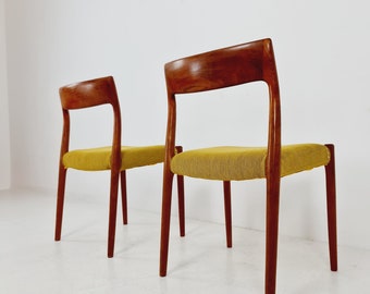 Vintage Danish teak dining charis by Niels Otto Moller Model 77, 1960s, set of 2