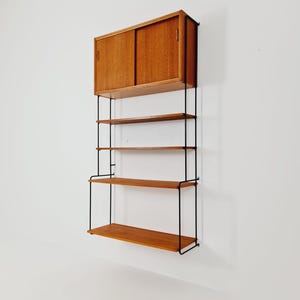 Mid century teak wall shelving unit by Hilker for Omnia, Germany, 1960s