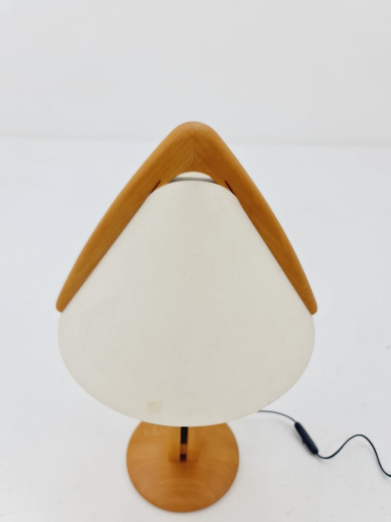 Vintage Danish ash wood large table lamp, 1980s image 5