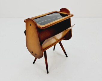 Super Rare Vintage German mid century Sidetable magazine rack, 1950s