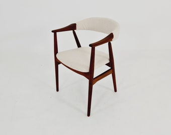 Danish Teak Armchair with Teddy Fabric By Aksel Bender Madsen & Ejnar Larsen, 1960s