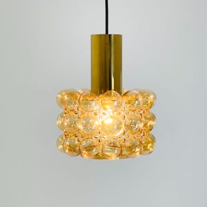 Mid-Century Amber Bubble Glass Pendant by Helena Tynell for Glashütte Limburg, 1960s