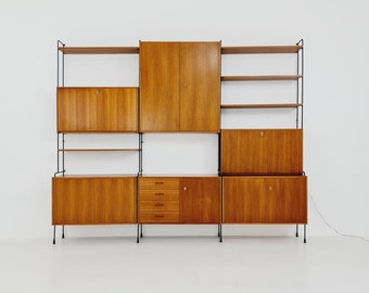 Mid century teak 11 pieces shelving unit by Hilker for Omnia, Germany 1960s