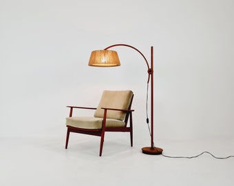 Vintage Danish Teak And Dansih cord floor lamp by DOMUS 1970s