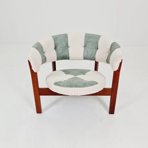 Mid-Century Modern Swedish Lounge chair with leather & Teddy Upholstery Design by Arne Wahl Iversen “PRIM” IKEA, 1960s