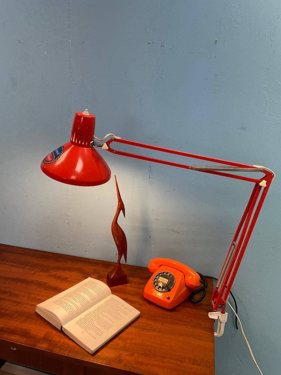 Petite lampe de bureau vintage orange