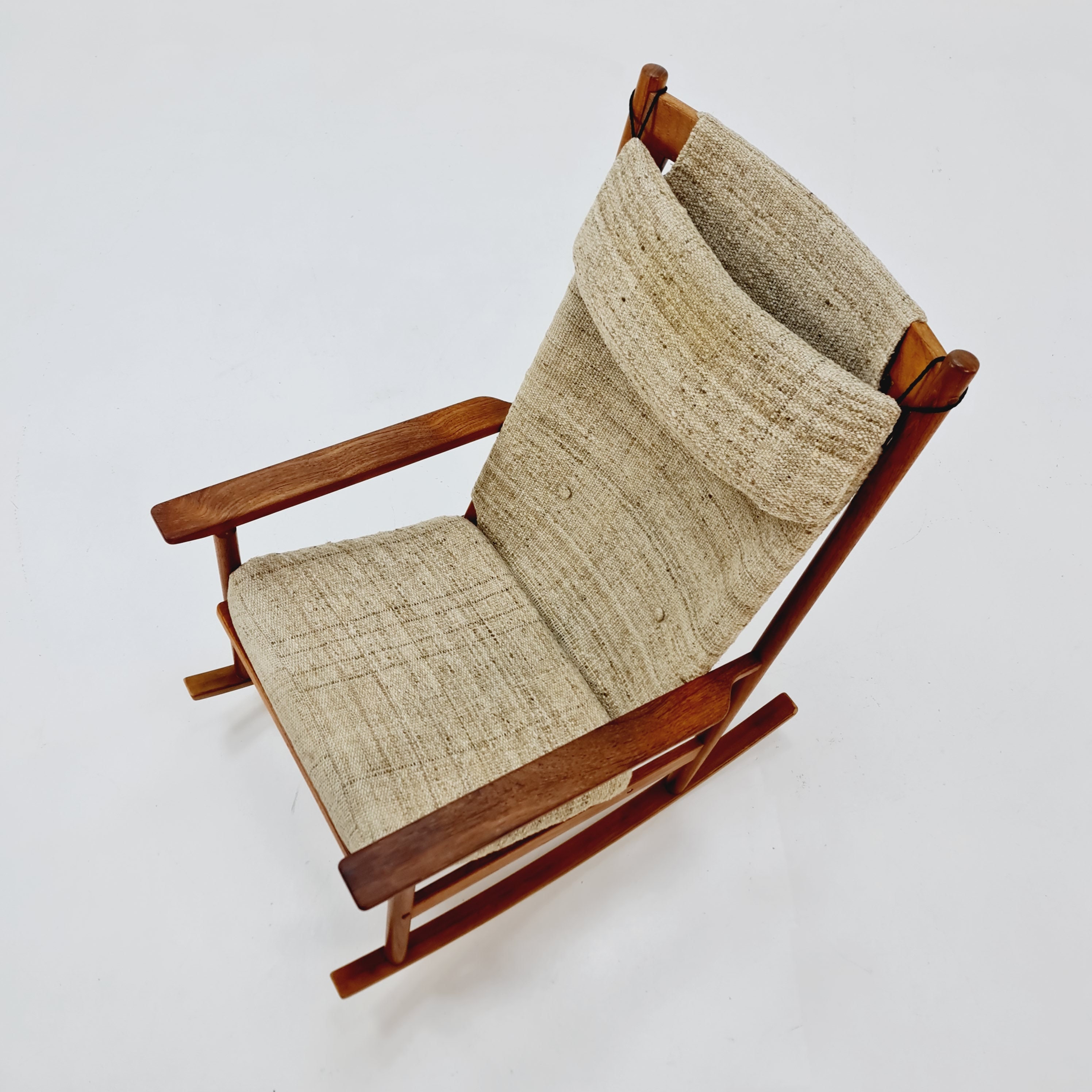Mid Century Scandinavian Solid Teak Rocking Chair by Hans Olsen