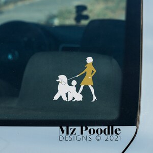 Poodle Mom Decal: Girl with Poodle Silhouette - Car Window Sticker image 4