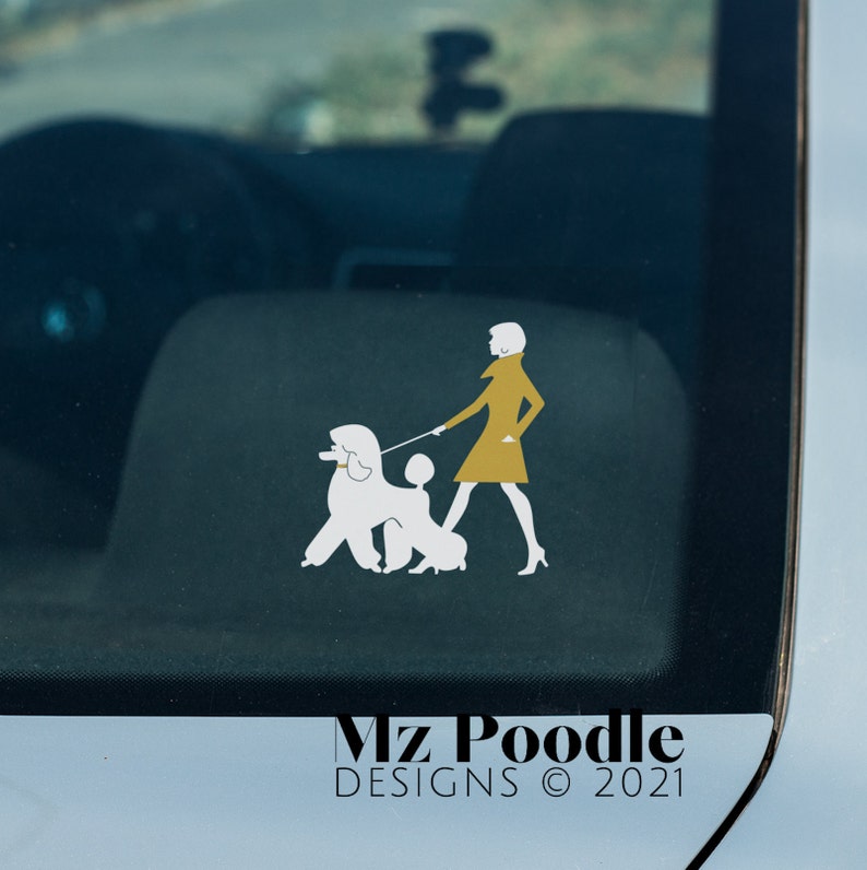 Poodle Mom Decal: Girl with Poodle Silhouette - Car Window Sticker image 4