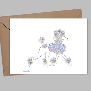 Poodle Card, Dog Mom Card, Floral Dog Card, Watercolor flower art greeting card, Poodle Mom Gift,  blank card for girlfriend, Thank you card