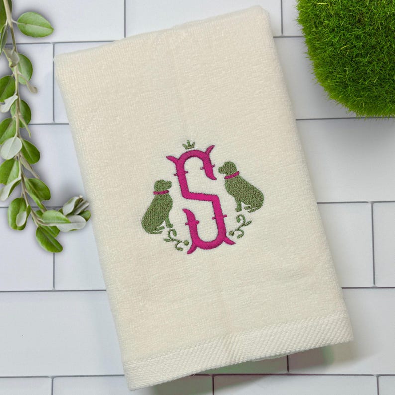 Monogram Labrador Retriever Fingertip Towel: Embroidered Lab Mom Gift image 6