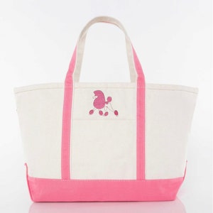 Embroidered Poodle Canvas Tote Bag: Poodle Lover Gift