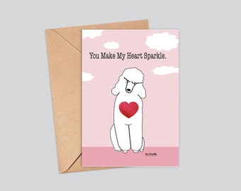 Poodle Valentine's Card, Poodle Note Card, Love Greeting Card, Poodle Mom Gift, Valentine for Dog Lover