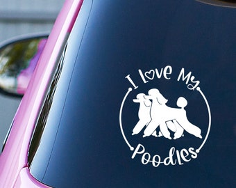Poodle Silhouette , Dog Car Decal, I love my poodles sticker, Tumbler decal for women, Poodle Mom gift, valentine's gift for poodle lover