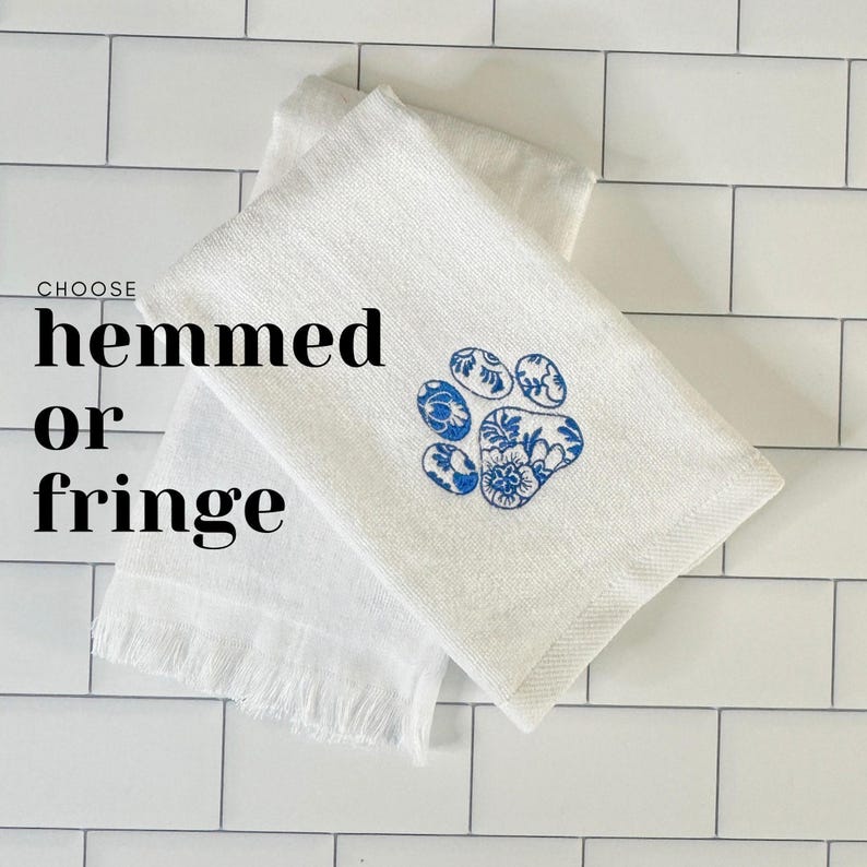 Embroidered French Poodle Fingertip Towel: "Lave les Mains" Cotton Guest Towel image 3