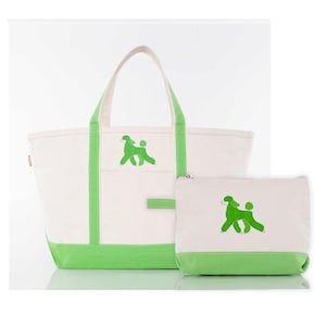 Personalized Poodle Tote Bag Set: Embroidered Canvas, Poodle Mom Gift