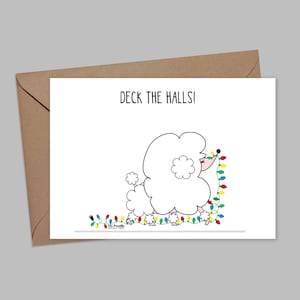 Poodle Holiday Card, Cute Dog Christmas Card, Dog Holiday Greeting Card, Poodle Mom Gift, Deck the halls