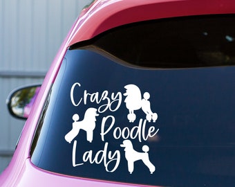 Poodle Car Decal: Funny Dog Silhouette Sticker, Poodle Mom Gift