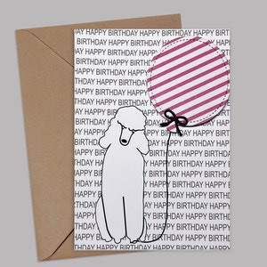 Poodle Birthday Card: Cartoon Dog with Balloon
