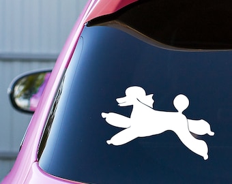 Leaping Poodle Car Decal: Glossy Vinyl Dog Sticker