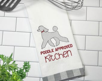 Custom Embroidered Poodle Kitchen Towel: Dog Lover Gift