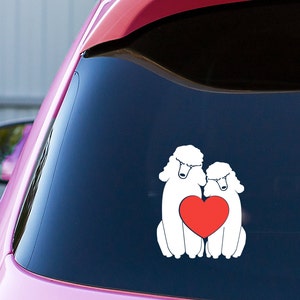Poodle Car Decal: Two Poodles with Heart, Dog Mom Gift