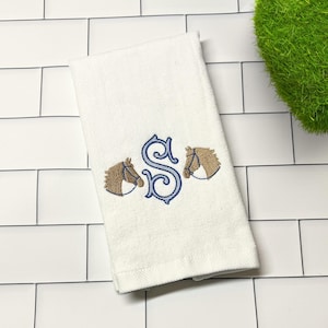 Monogram Horse Fingertip Towel: Embroidered Equestrian Gift