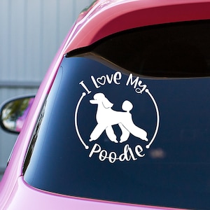 Poodle Silhouette , Dog Car Decal, I love my poodle sticker, Tumbler decal for women, Poodle Mom gift, Birthday gift for poodle lover