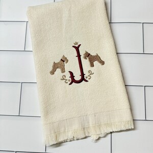 Embroidered Monogram Miniature Schnauzer Fingertip Towel: Schnauzer Lover Gift image 9