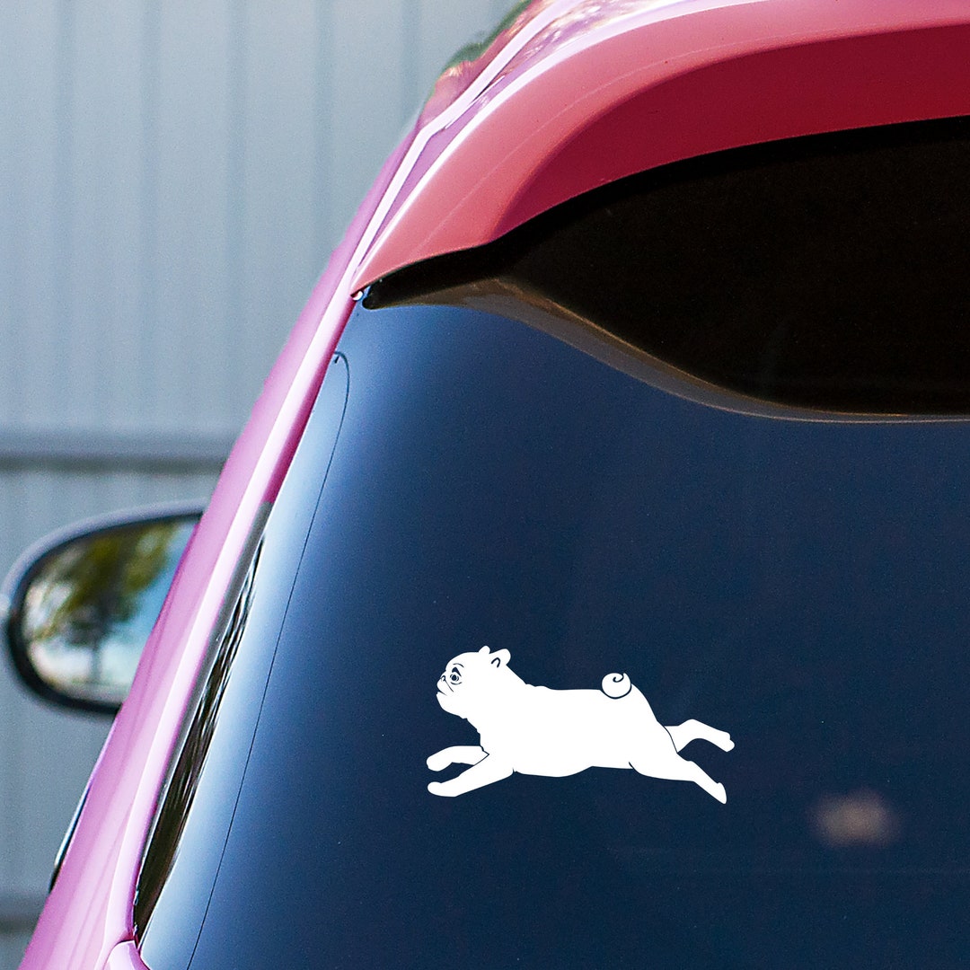 Funny Leaping Pug Decal: Dog Car Sticker, Tumbler Decal - Etsy