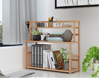 Desktop Shelf, Bookcase On Top Of Desktop Screen