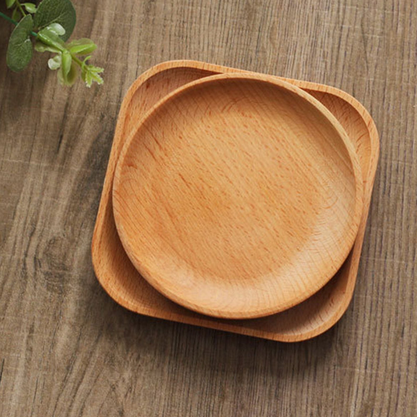 Round/Square Wooden Plates Dessert Dish Cake Bread Tray Etsy