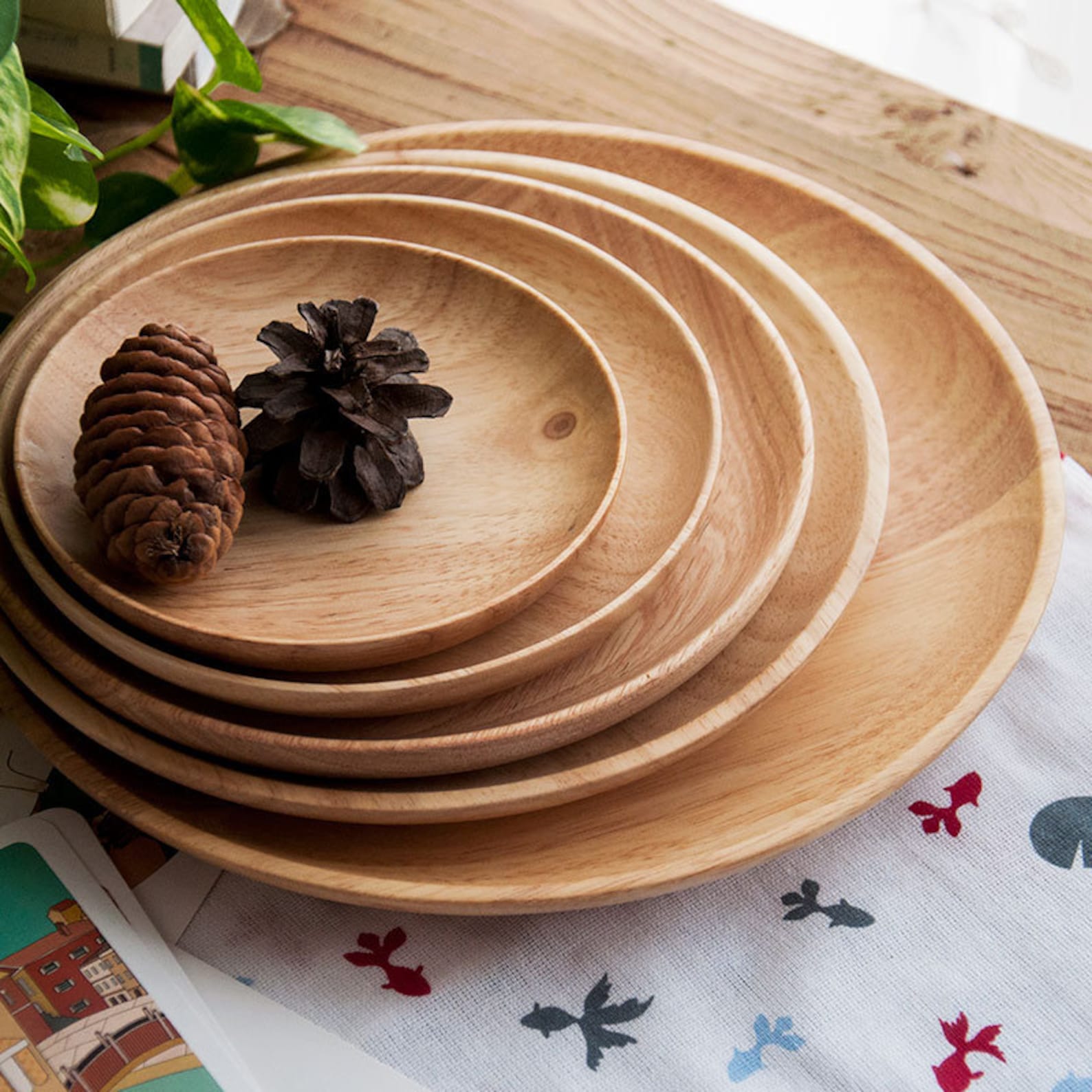 Handmade Round Wood Plates set Dinner plates Cake Tray Etsy
