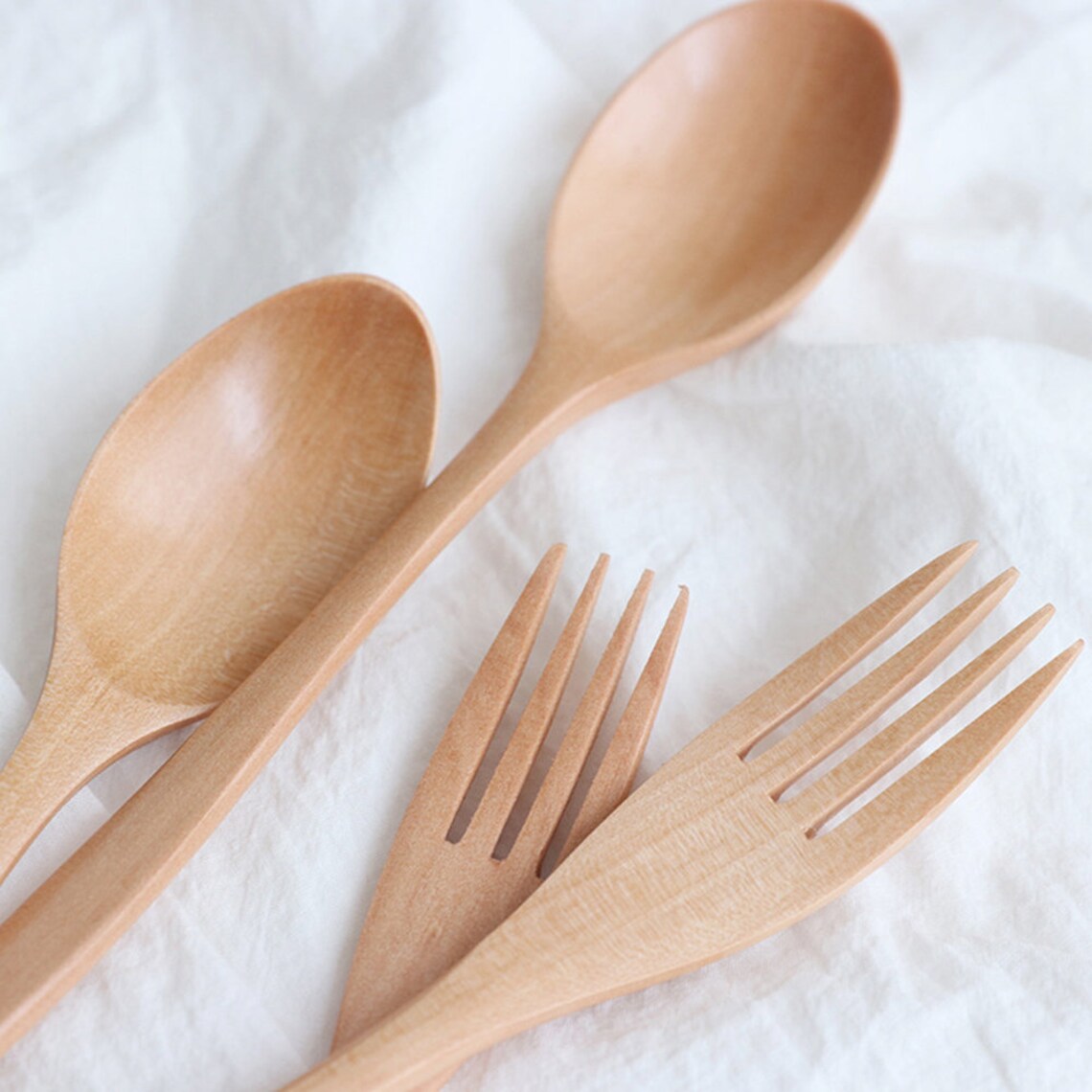Wooden Durable spoon and fork set Small Spoon for eating Etsy