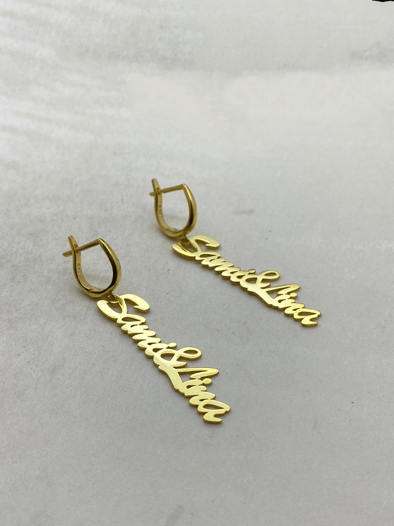 gold hoop name earrings silver bar earrings Custom Dangle Drop Name Earrings custom date earrings Custom Earrings Personalized Gift